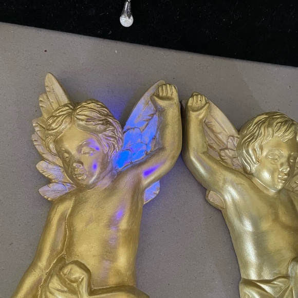 Cherubs MCM 1968 vintage Miller Studio inc chalk-ware wings Fluoresce black lt - Picture 9 of 11